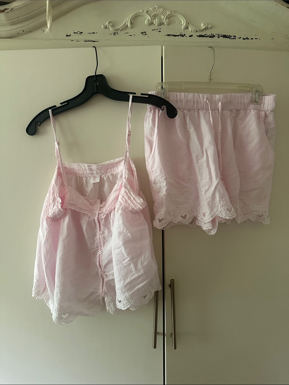 Shabby Chic Light Pink Lace-Trim Camisole & Shorts Sleep Set